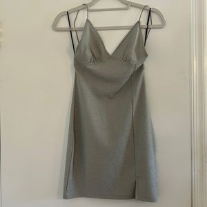 NWT silver sparkle dress - open criss cross back